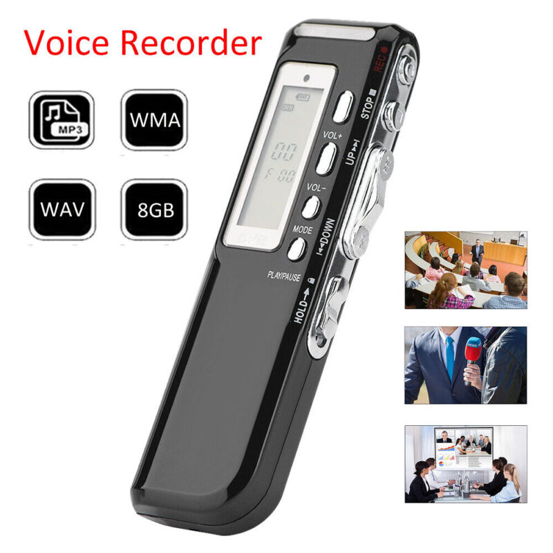Mini Digital Voice Recorder with Mini LCD Display Inbuilt 8GB MicroSD Card Supportable Professional Audio Recorder MP 3 Player Record Microphone Sound Recording Device. - Image 2
