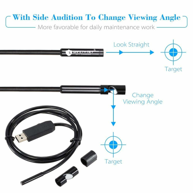5.5mm Endoscope Camera Flexible IP67 Waterproof Inspection 6 LED borescope Camera with 5M Cable for Android & PC & - Image 2