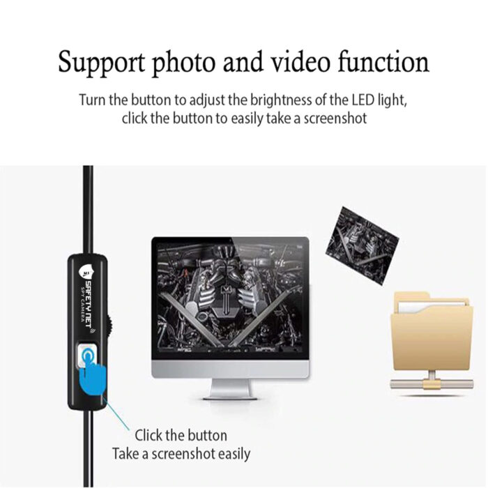 5.5mm Endoscope Camera Flexible IP67 Waterproof Inspection 6 LED borescope Camera with 5M Cable for Android & PC &